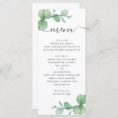 Waterverf eucalyptus. Elegant script bruiloft Menu (Voorkant / Achterkant)