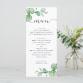 Waterverf eucalyptus. Elegant script bruiloft Menu (Staand voorkant)