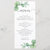 Waterverf eucalyptus. Elegant script bruiloft Menu (Voorkant)