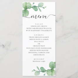 Waterverf eucalyptus. Elegant script bruiloft Menu