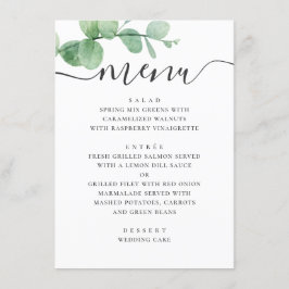 Waterverf eucalyptus. Elegant script bruiloft Menu