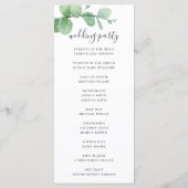 Waterverf eucalyptus. Elegant script bruiloft Programmakaart (Achterkant)