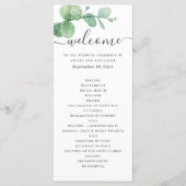 Waterverf eucalyptus. Elegant script bruiloft Programmakaart (Voorkant)