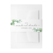 Waterverf eucalyptus. Elegant script bruiloft Uitnodigingen Wikkel (Voorkant Voorbeeld)