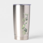 Waterverf Eucalyptus Elegant Script Gepersonalisee Geïsoleerde Drinkbeker (Links)