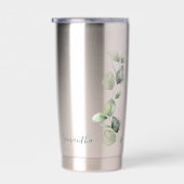 Waterverf Eucalyptus Elegant Script Gepersonalisee Geïsoleerde Drinkbeker (Rechts)