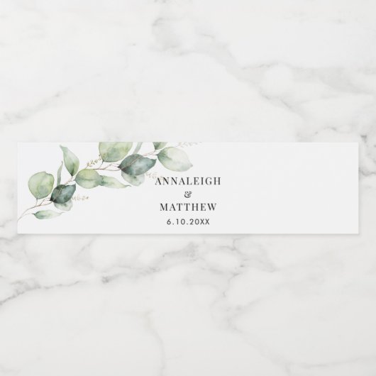 Waterverf Eucalyptus Elegant Vrijgezellenfeest Waterfles Etiket (Enkel label)