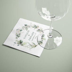 Waterverf eucalyptus elegante huwelijksfeest cadea servet