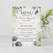 Waterverf Eucalyptus | Elegante Trouwmenu Menu (Staand voorkant)