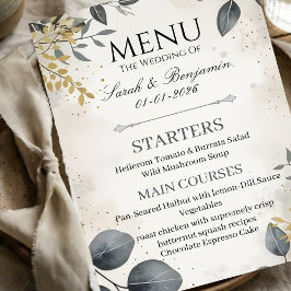 Waterverf Eucalyptus | Elegante Trouwmenu Menu
