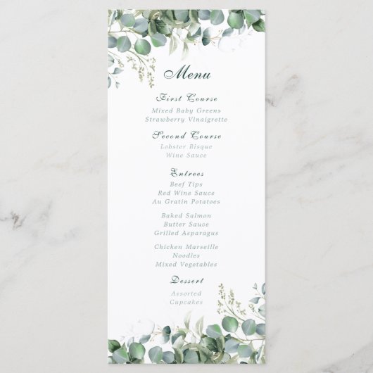 Waterverf Eucalyptus Emerald Green Botanical Menu (Voorkant)
