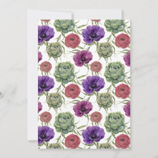 Waterverf | Eucalyptus en anemoon | Dank u Bedankkaart (Achterkant)