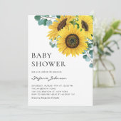 Waterverf Eucalyptus en Baby shower zonnebloemen Kaart (Staand voorkant)