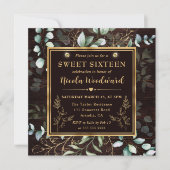 Waterverf Eucalyptus en goud lijst Sweet 16 Kaart (Voorkant)