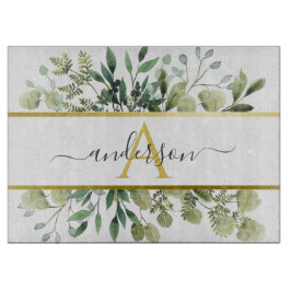 Waterverf Eucalyptus en Griekenland | Monogram Snijplank