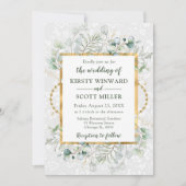 Waterverf Eucalyptus en groen bruiloft Kaart (Voorkant)