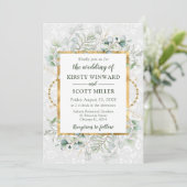 Waterverf Eucalyptus en groen bruiloft Kaart (Staand voorkant)