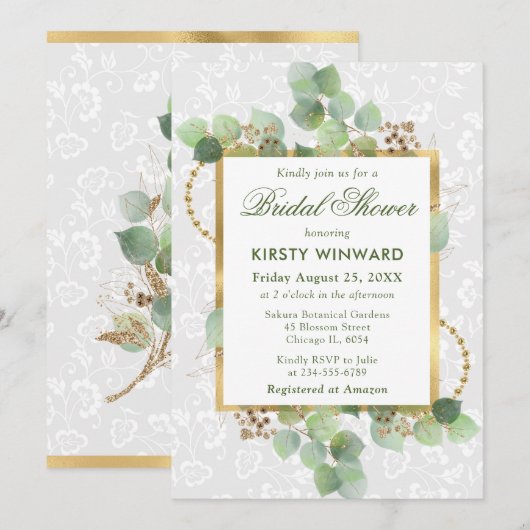 Waterverf Eucalyptus en groen Vrijgezellenfeest Kaart (Voorkant / Achterkant)