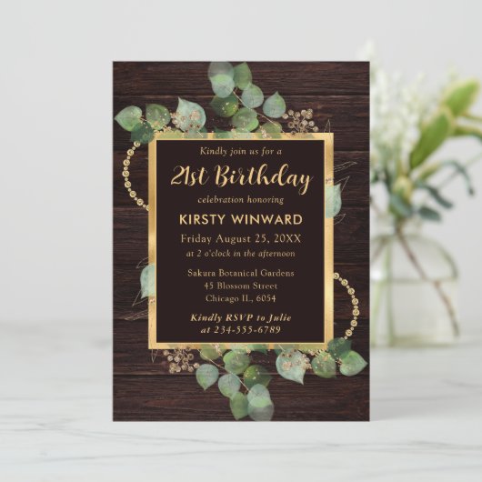 Waterverf Eucalyptus en Groene Verjaardag Kaart (Staand voorkant)