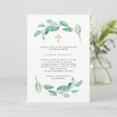 Waterverf Eucalyptus en het Gouden Kruis | doop Kaart (Staand voorkant)