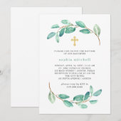 Waterverf Eucalyptus en het Gouden Kruis | doop Kaart (Voorkant / Achterkant)