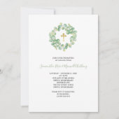 Waterverf Eucalyptus en het Gouden Kruis Doopsel Kaart (Voorkant)