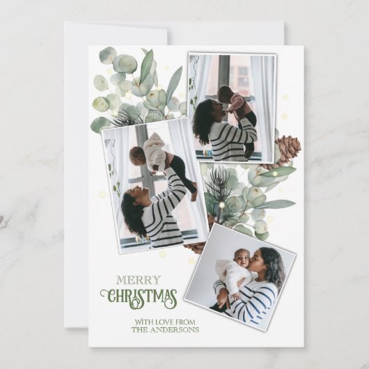 Waterverf Eucalyptus en Pine Christmas Kaart (Voorkant)
