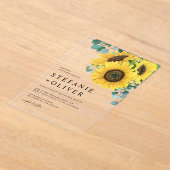 Waterverf Eucalyptus en zonnebloemen Acryl Uitnodigingen (Laagn)