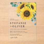 Waterverf Eucalyptus en zonnebloemen Acryl Uitnodigingen (Voorkant)