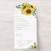 Waterverf Eucalyptus en zonnebloemen All In One Uitnodiging (Binnenkant)