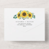 Waterverf Eucalyptus en zonnebloemen All In One Uitnodiging (Achterkant)