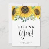 Waterverf Eucalyptus en zonnebloemen Bedankkaart (Voorkant)