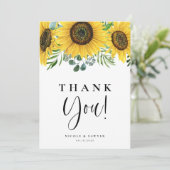 Waterverf Eucalyptus en zonnebloemen Bedankkaart (Staand voorkant)