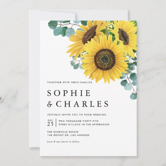 Waterverf Eucalyptus en zonnebloemen Kaart (Voorkant)