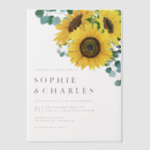 Waterverf Eucalyptus en zonnebloemen Vellum Uitnodigingen (Voorkant)