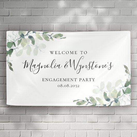 Waterverf Eucalyptus Engagement Party - Welkom Spandoek