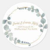 Waterverf Eucalyptus envelop adreszegel Ronde Sticker (Voorkant)