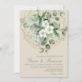 Waterverf Eucalyptus Faux Gold Lijst Weddenschap Kaart (Voorkant)