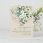 Waterverf Eucalyptus Faux Gold Lijst Weddenschap Kaart (Staand voorkant)