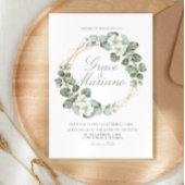 Waterverf Eucalyptus Faux Gold Wreath Weddenschap Kaart