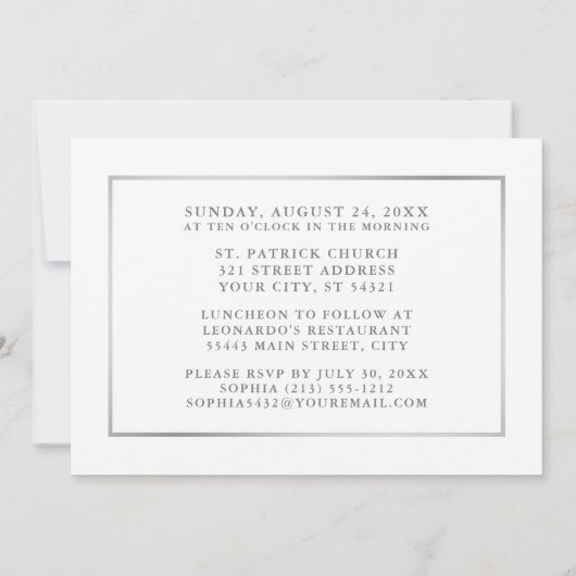 Waterverf Eucalyptus First Communtion Silver Photo Kaart (Achterkant)