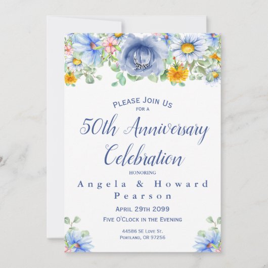 Waterverf Eucalyptus Floral 50e Jubileum Kaart (Voorkant)