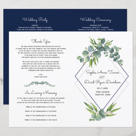 Waterverf Eucalyptus Floral Foliage Wedding (Voorkant / Achterkant)