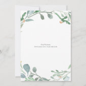 Waterverf Eucalyptus Floral Greenery Wedding Kaart (Achterkant)