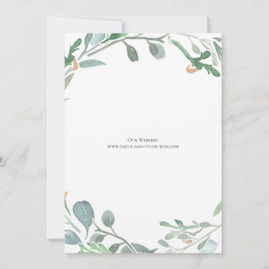 Waterverf Eucalyptus Floral Greenery Wedding Kaart (Achterkant)