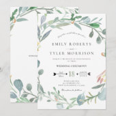 Waterverf Eucalyptus Floral Greenery Wedding Kaart (Voorkant / Achterkant)