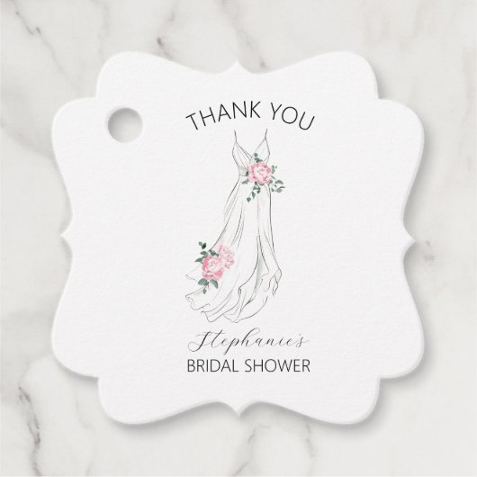 Waterverf Eucalyptus Floral Jurk Vrijgezellenfeest Bedankjes Labels (Voorkant)