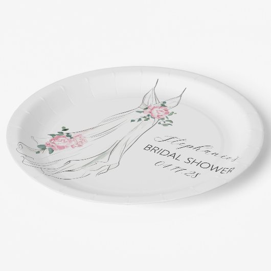 Waterverf Eucalyptus Floral Jurk Vrijgezellenfeest Papieren Bordje (Gekanteld)