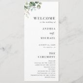 Waterverf Eucalyptus Floral Minimal Plain Wedding Programmakaart (Voorkant)