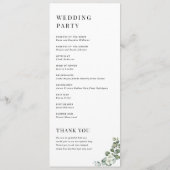 Waterverf Eucalyptus Floral Minimal Plain Wedding Programmakaart (Achterkant)